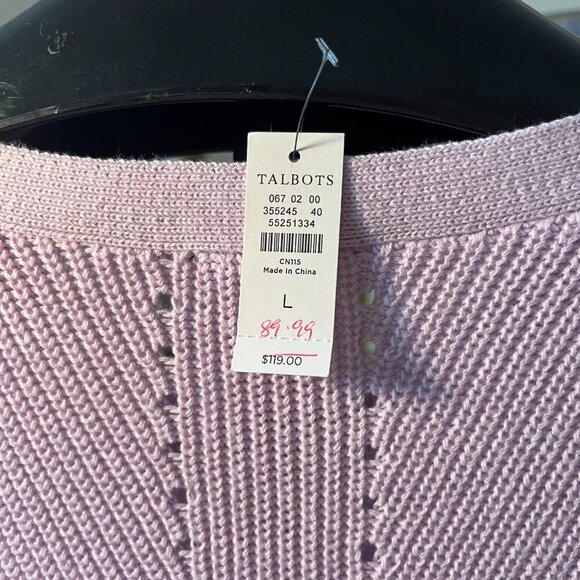 Talbots Lavender V-Neck Knit Poncho - Picture 7 of 10